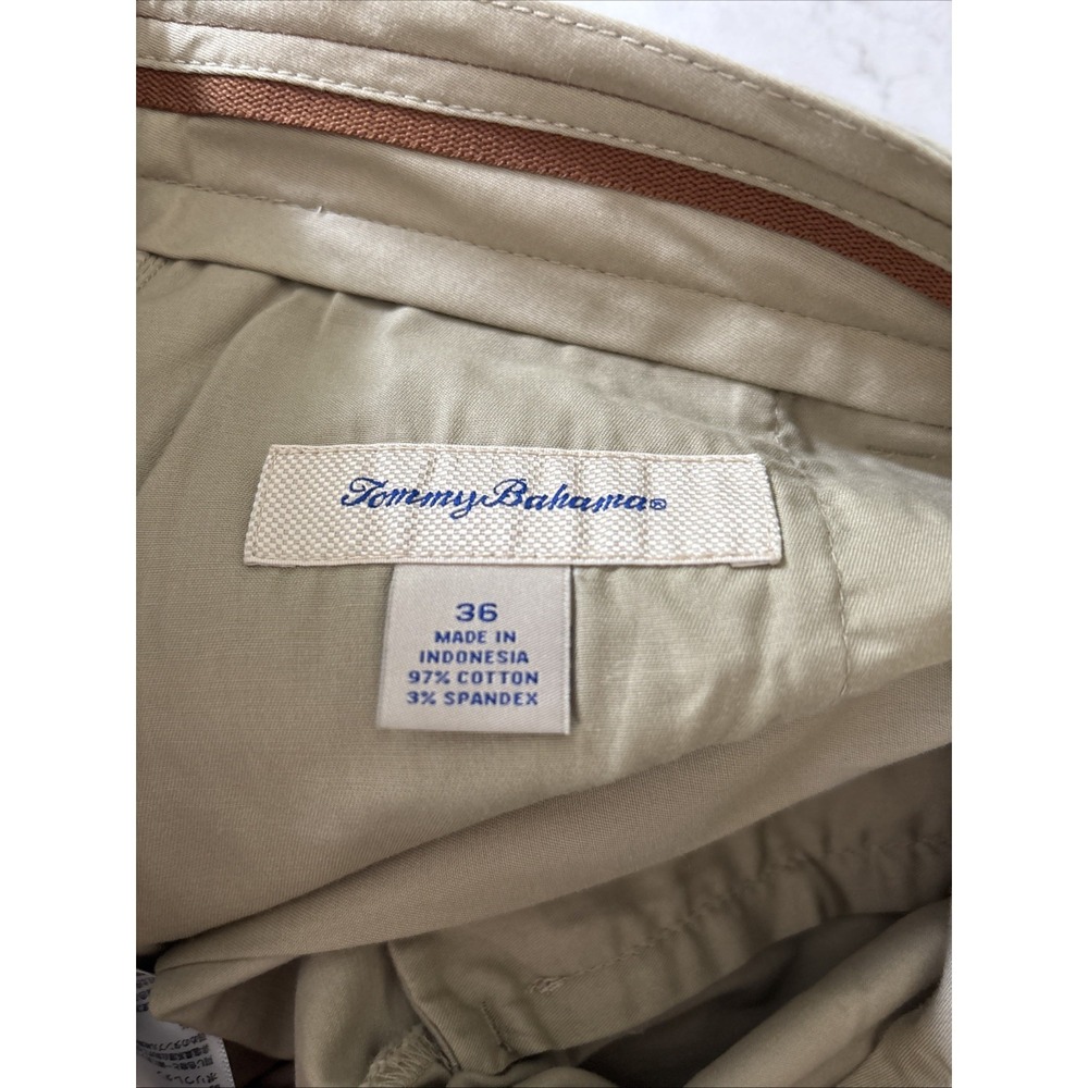 Tommy Bahama Flat Front Stretch Cotton Chino Shorts Men's 36 Dark Khaki 10" In - Picture 4 of 6